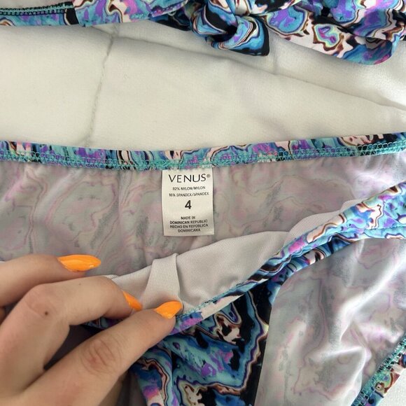 Vintage Venus Swimsuit Bikini Bathing Suit Blue Y2K 90 Womens 4 A Summer Beach - Picture 2 of 5